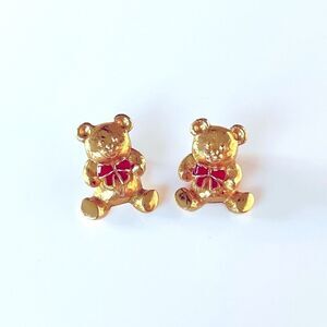 Avon Gold Teddy Bear Jacket Earrings